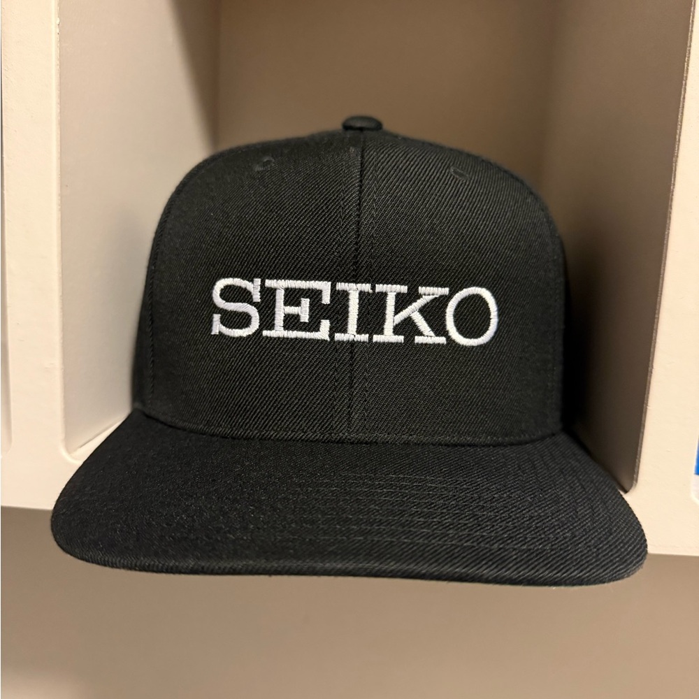 Seiko Black Embroidered Snapback Hat